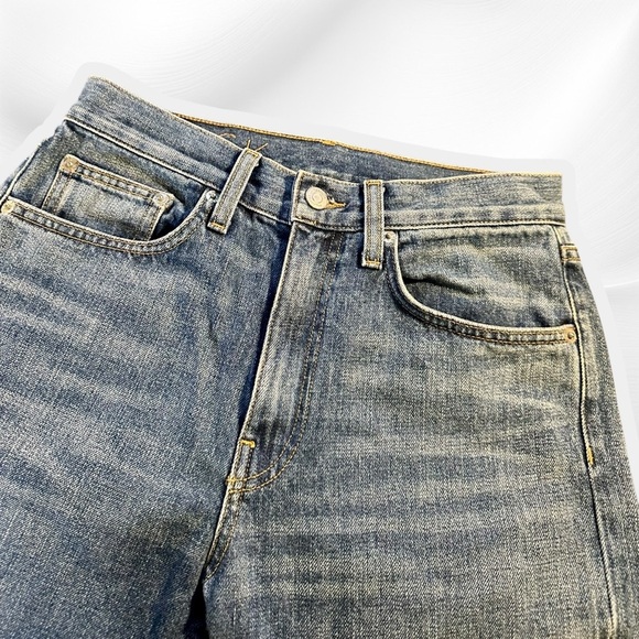 Brock Collection Medium Wash Blue Cotton Cropped Length Straight Leg Jeans Sz 2 - Picture 11 of 15